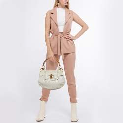 Pre Owned Gucci Beige Guccissima Leather Bamboo Handle Hobo