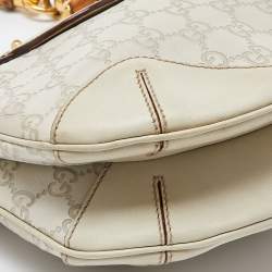 Pre Owned Gucci Beige Guccissima Leather Bamboo Handle Hobo