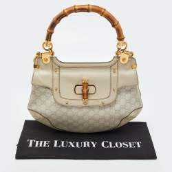 Pre Owned Gucci Beige Guccissima Leather Bamboo Handle Hobo
