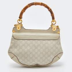 Pre Owned Gucci Beige Guccissima Leather Bamboo Handle Hobo