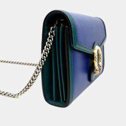 Pre Owned Gucci Blue/Green Leather Dionysus bag
