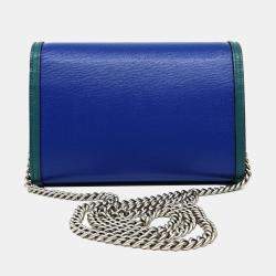 Pre Owned Gucci Blue/Green Leather Dionysus bag