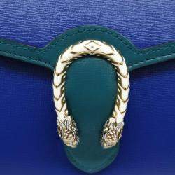 Pre Owned Gucci Blue/Green Leather Dionysus bag