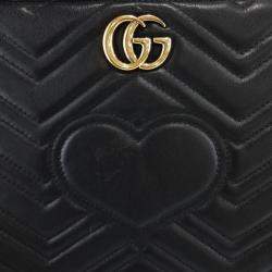 Gucci Black Leather GG Marmont Clutch