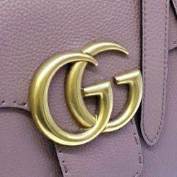 Pre Owned Gucci Pink Leather GG Marmont Top Handle bag