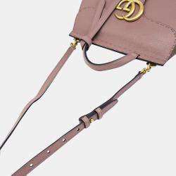 Pre Owned Gucci Pink Leather GG Marmont Top Handle bag
