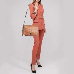 Pre Owned Gucci Brown Leather Medium Marrakech Shoulder Bag