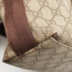 Pre Owned Gucci Beige/Brown GG Supreme Canvas Double Buckle Flap Messenger Bag