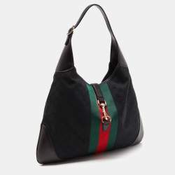 Pre Owned Gucci Black GG Canvas and Leather Large Jackie O Bouvier Hobo