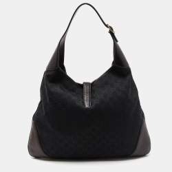 Pre Owned Gucci Black GG Canvas and Leather Large Jackie O Bouvier Hobo