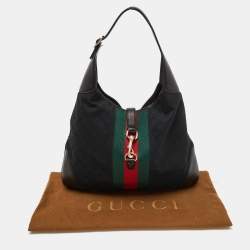 Pre Owned Gucci Black GG Canvas and Leather Large Jackie O Bouvier Hobo