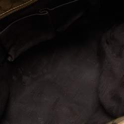 Pre Owned Gucci Gold GG Imprime Canvas and Leather Shopper Tote