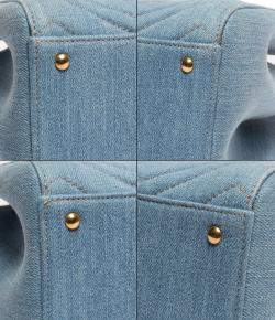 Pre Owned Gucci Blue Matelassé Denim and Leather Small GG Marmont Tote