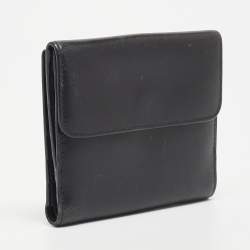 Gucci Black Leather Square G French Wallet
