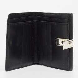 Gucci Black Leather Square G French Wallet