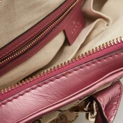 Pre Owned Gucci Beige/Pink GG Canvas and Leather Heart Bit Satchel