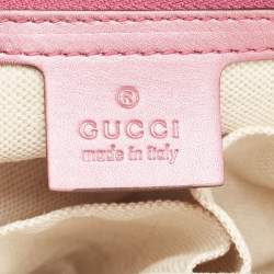 Pre Owned Gucci Beige/Pink GG Canvas and Leather Heart Bit Satchel