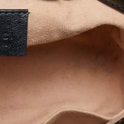 Gucci Beige/Black Diagonal Quilt GG Canvas and Leather Mini GG Marmont Top Handle Bag