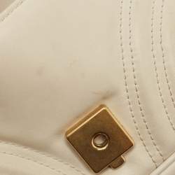 Gucci Off White Matelassé Leather Mini GG Marmont Shoulder Bag