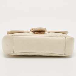 Gucci Off White Matelassé Leather Mini GG Marmont Shoulder Bag