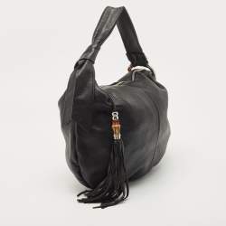 Pre Owned Gucci Black Leather Medium Jungle Hobo