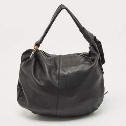 Pre Owned Gucci Black Leather Medium Jungle Hobo