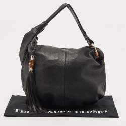 Pre Owned Gucci Black Leather Medium Jungle Hobo