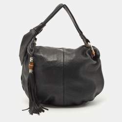 Gucci Black Leather Medium Jungle Hobo 