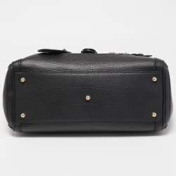 Pre Owned Gucci Black Leather Heritage Web Satchel  