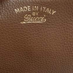 Pre Owned Gucci Brown Leather Large Bamboo Shopper Tote