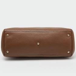 Pre Owned Gucci Brown Leather Large Bamboo Shopper Tote