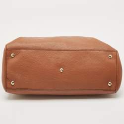 Pre Owned Gucci Brown Leather Medium Bamboo Shopper Tote