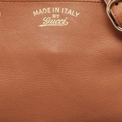 Pre Owned Gucci Brown Leather Medium Bamboo Shopper Tote