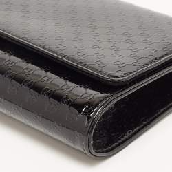 Pre Owned Gucci Black Microguccissima Patent Leather Medium Broadway Clutch
