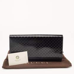 Pre Owned Gucci Black Microguccissima Patent Leather Medium Broadway Clutch