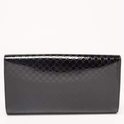 Pre Owned Gucci Black Microguccissima Patent Leather Medium Broadway Clutch