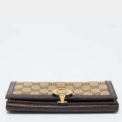 Gucci Beige/Brown GG Canvas and Leather Interlocking Icon Flap Continental Wallet