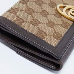 Gucci Beige/Brown GG Canvas and Leather Interlocking Icon Flap Continental Wallet
