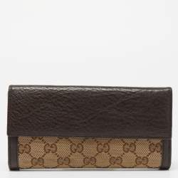 Gucci Beige/Brown GG Canvas and Leather Interlocking Icon Flap Continental Wallet