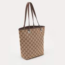 Gucci Beige/Brown GG Canvas and Leather Bucket Tote