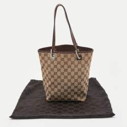 Gucci Beige/Brown GG Canvas and Leather Bucket Tote