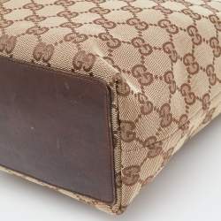 Gucci Beige/Brown GG Canvas and Leather Bucket Tote