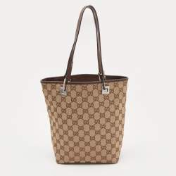 Gucci Beige/Brown GG Canvas and Leather Bucket Tote
