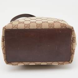Gucci Beige/Brown GG Canvas and Leather Bucket Tote