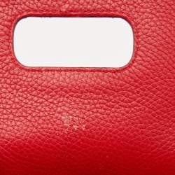 Pre Owned Gucci Red Leather Medium Bamboo Daily Top Handle Bag