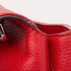 Pre Owned Gucci Red Leather Medium Bamboo Daily Top Handle Bag