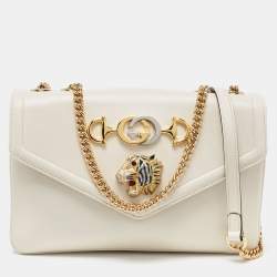 Gucci Off White Leather Medium Rajah Shoulder Bag