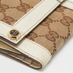 Gucci Beige/Off White GG Canvas and Leather Compact Wallet