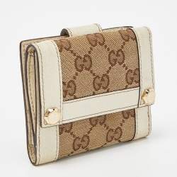 Gucci Beige/Off White GG Canvas and Leather Compact Wallet