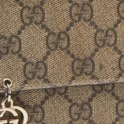 Gucci Beige GG Supreme Canvas Interlocking G French Flap Wallet